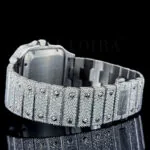 Cartior Santos De Silver 41mm Diamond Studded Swiss Made Red Arabic Numerals Watch