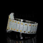 Cartior Santos De Silver 41mm Diamond Studded Swiss Made Roman Numerals Yellow Dial Watch