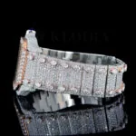 Cartior Santos De Silver 41mm Diamond Studded Swiss Made Rose skeleton Dial Watch