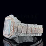 Crestien Santos De Silver 41mm Diamond Studded Swiss Made Square Roman Numerals Rose Silver Watch