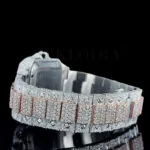 Crestien Santos De Silver 41mm Diamond Studded Swiss Made Square Roman Numerals Rose Silver Watch