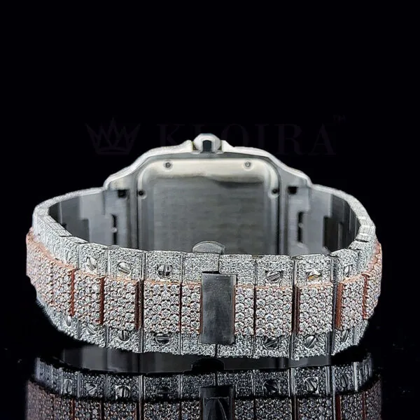 Crestien Santos De Silver 41mm Diamond Studded Swiss Made Square Roman Numerals Rose Silver Watch
