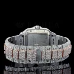 Crestien Santos De Silver 41mm Diamond Studded Swiss Made Square Roman Numerals Rose Silver Watch