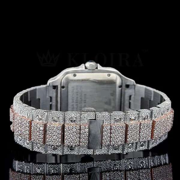 Crestien Santos De Silver 41mm Diamond Studded Swiss Made Square Roman Numerals Rose Silver Watch