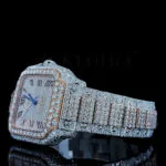 Cartior Santos De Silver 41mm Diamond Studded Swiss Made Square Roman Numerals Watch