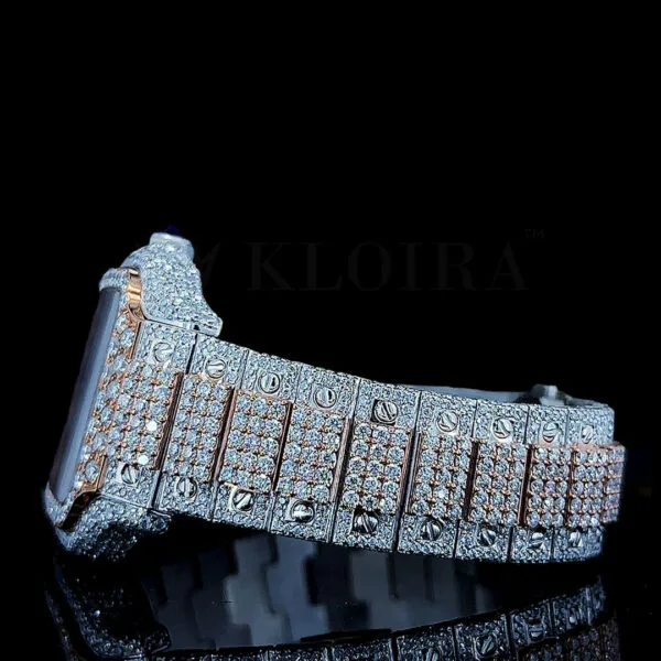 Cartior Santos De Silver 41mm Diamond Studded Swiss Made Square Roman Numerals Watch
