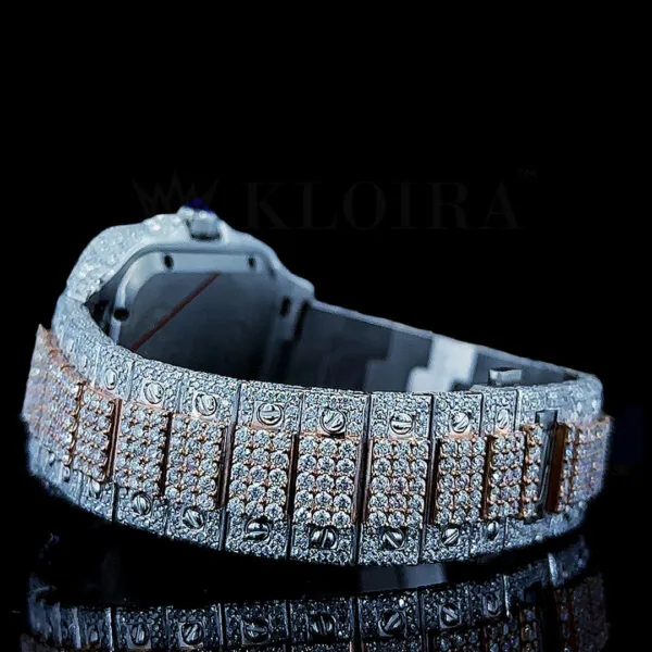 Cartior Santos De Silver 41mm Diamond Studded Swiss Made Square Roman Numerals Watch