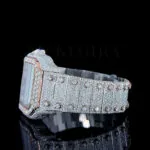 Cartior Santos De Silver 41mm Diamond Studded Swiss Made Square Rose Silver Dial Watch