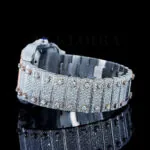 Cartior Santos De Silver 41mm Diamond Studded Swiss Made Square Rose Silver Dial Watch