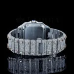 Cartior Santos De Silver 41mm Diamond Studded Swiss Made Square Rose Silver Dial Watch