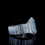Cartior Santos De Women Iced Out Silver 36mm Diamond Studded Swiss Made Dial Skeleton Watch