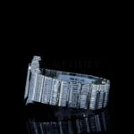 Cartior Santos De Women Iced Out Silver 36mm Diamond Studded Swiss Made Dial Skeleton Watch