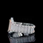 Cartior Santos De Women Rose Silver 36mm Diamond Studded Swiss Made Skeleton Dial Watch