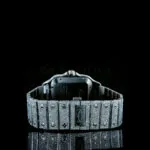 Cartior Santos De Women Silver 36mm Diamond Studded Swiss Made Bright Blue Dial Watch