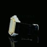 Cartior Santos De Women Silver 36mm Diamond Studded Swiss Made Bright Yellow Dial Watch
