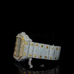 Cartior Santos De Women Yellow Silver 36mm Diamond Studded Swiss Made White Hands Watch