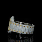 Cartior Santos De Women Yellow Silver 36mm Diamond Studded Swiss Made White Hands Watch