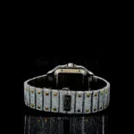 Cartior Santos De Women Yellow Silver 36mm Diamond Studded Swiss Made White Hands Watch