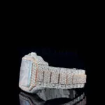 Cartior Santos Women Rose Silver 36mm Diamond Studded Swiss Made Iced Out Two-Tone Watch