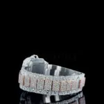 Cartior Santos Women Rose Silver 36mm Diamond Studded Swiss Made Iced Out Two-Tone Watch