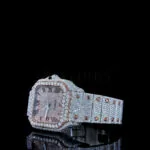 Cartior Santos Women Rose Silver 36mm Diamond Studded Swiss Made Roman Black Numerals Watch