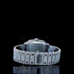 Cartior Santos Women Rose Silver 36mm Diamond Studded Swiss Made Roman Black Numerals Watch