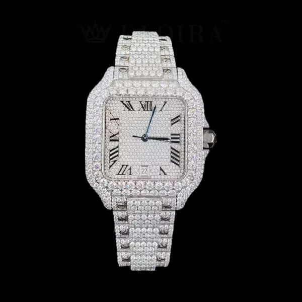 Cartior Santos Women Silver 36mm Diamond Studded Swiss Made Exquisite Roman Numerals Dial Watch