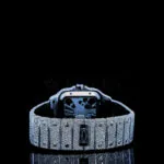 Cartior Santos Women Silver 36mm Diamond Studded Swiss Made White Skeleton Watch