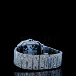 Cartior Santos Women Silver 36mm Diamond Studded Swiss Made White Skeleton Watch