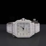 Cartior Santos Moissanite Watch with Diamond Bezel