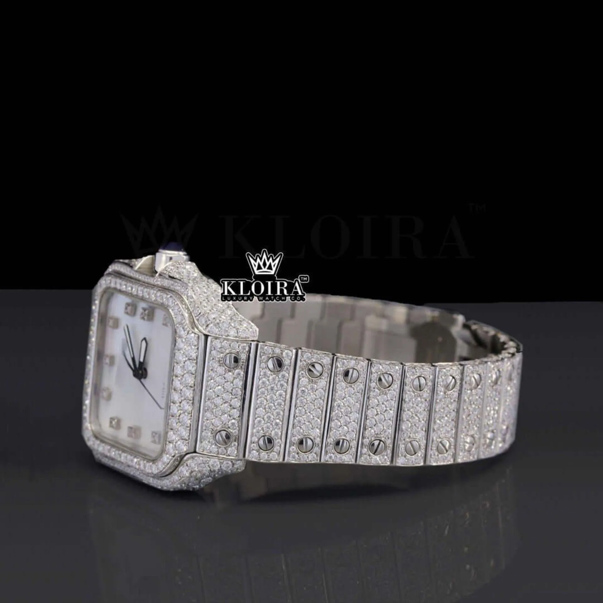 Cartior Watch Moissanite Diamonds Left Profile View