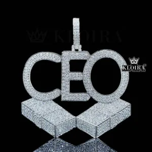 Moissanite CEO Diamond Blocks Pendant - Silver, 3 Carat