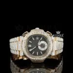 Patik Philippe Chronograph Black Dial Moissanite Watch
