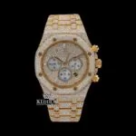 AP Chronograph Moissanite Diamond Watch with Yellow Gold Finish
