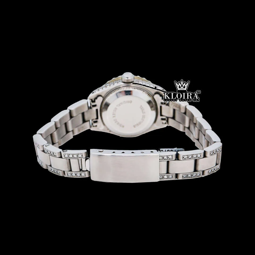 Date Display Black Dial Moissanite Diamond Watch 14K Gold VVS 19 Ct 42mm Caseback View