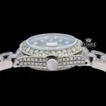 Date Display Black Dial Moissanite Diamond Watch 14K Gold VVS 19 Ct 42mm Crown View
