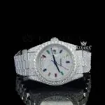 Roles Day Date Display Moissanite Watch with Rainbow Stick Markers
