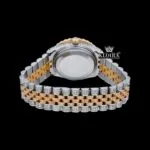 Diamond Bazel Brown Roman DIal Two Tone Moissanite Watch Caseback View