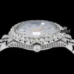 Diamond Bezel Arabic Dial Fully Iced Out Moissanite Watch Crown View