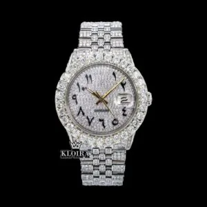 Roles Fully Iced Out Moissanite Watch with Diamond Bezel