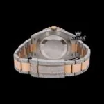 Diamond Bezel Black Arabic Numerals Dial Two Tone Iced Out Moissanite Watch Caseback View