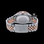 Diamond Bezel Blue Arabic Dial Two Tone Moissanite Watch Caseback View