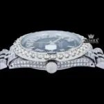 Diamond Bezel Green Roman Dial Full Iced Out Moissanite Watch Crown View