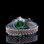 Diamond Bezel Pearl White Dial Two Tone Link Strap Moissanite Watch Caseback View
