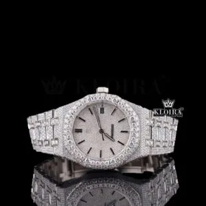 AP Royal Oak Moissanite Watch with Diamond Bezel and Iced-Out Bracelet