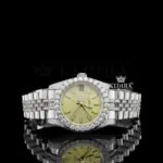 Roles Moissanite Watch with Diamond Bezel and Yellow Dial
