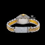 Diamond Marker Blue Dial Two Tone Iced Out Moissanite Diamond Watch Caseback View