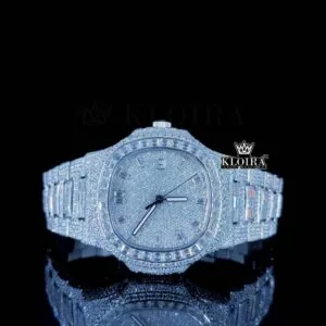 Patik Philippe Moissanite Watch with Baguette Bezel & Diamond Markers