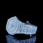 Diamond Markers Baguette Bezel Fully Iced Out Moissanite Watch Left Profile View