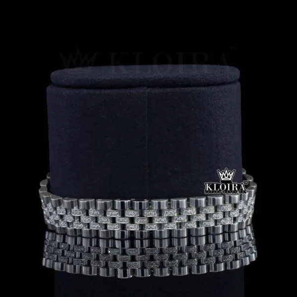 Diamond Markers Black Dial Full Iced Out Moissanite Watch Bracelet View